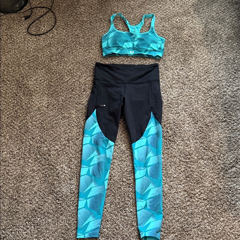 Under Armour Black and Teal Track Pants